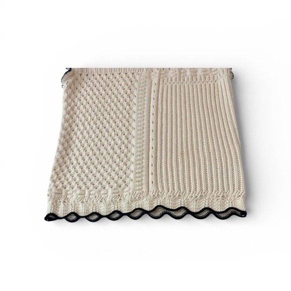 And Now This Cream Cable Knit Flutter Sleeve Top Size M Viscose Blend - Picture 5 of 7